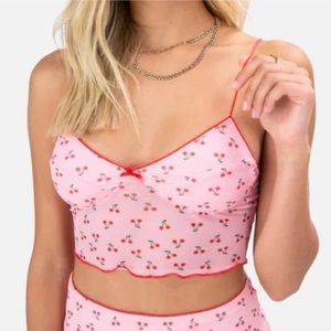 NWOT Adika Cherries Crop Top Going out Top Size XS